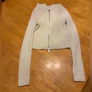 Aeropostale zip up light cream sweater size s